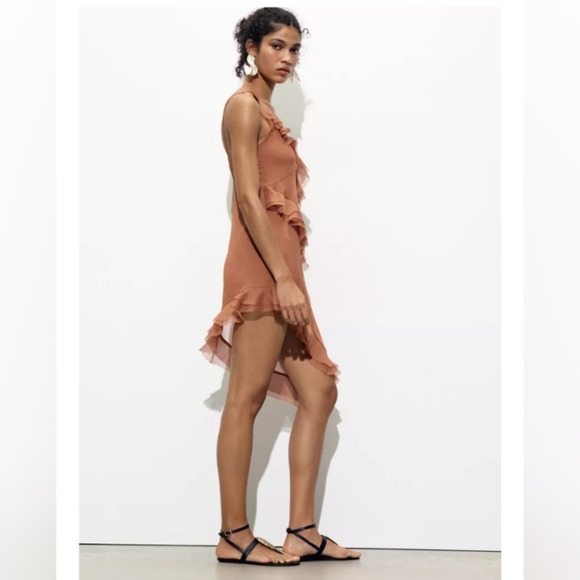 Zara Asymmetrical Dress With Ruffles - Picture 6 of 7